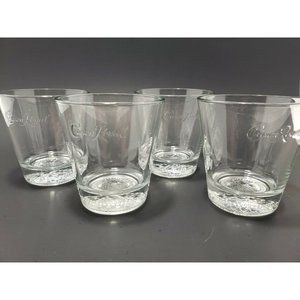 Set of 4 Vintage CROWN ROYAL Whiskey Low Ball Embossed Raised Logo On Base